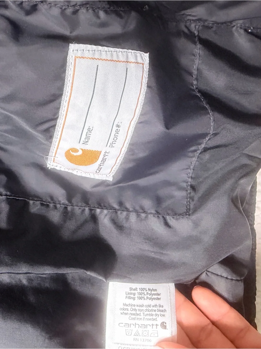 Carhartt Youth Boys Small 6-7Black Insulated Hooded Puffer Jacket Quilted Nylon